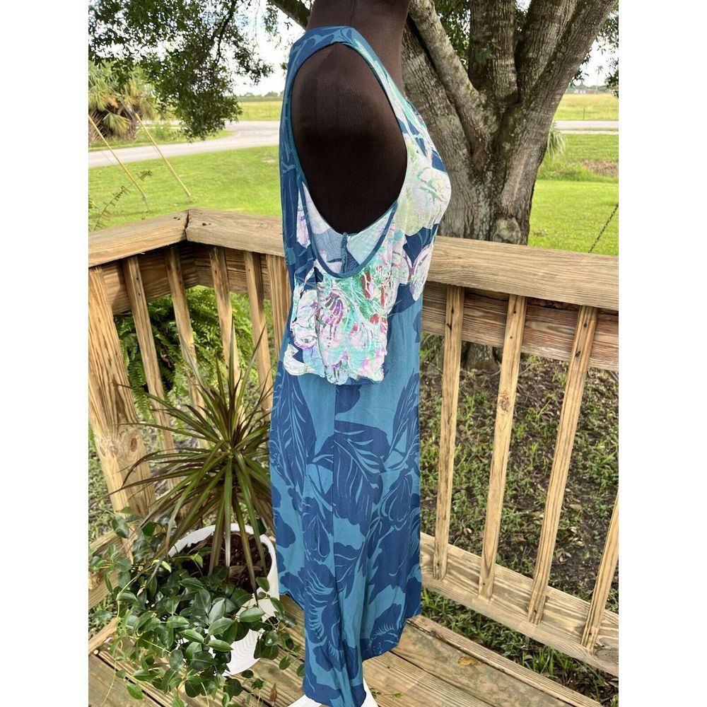 Anthropologie Maeve Floral Fit N Flare Cold‎ Shoulder Turquoise Dress Sz 6 $138 - Picture 6 of 15